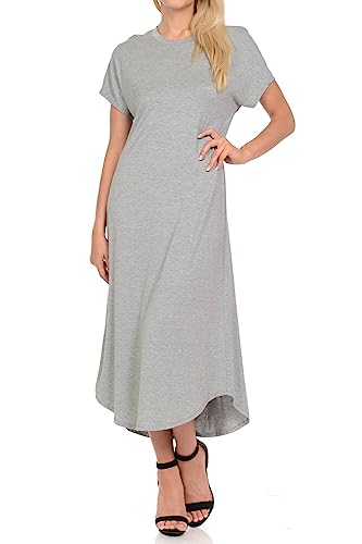 Image of iconic luxe Women's A Line Short Sleeve T Shirt Midi Dress Summer Casual