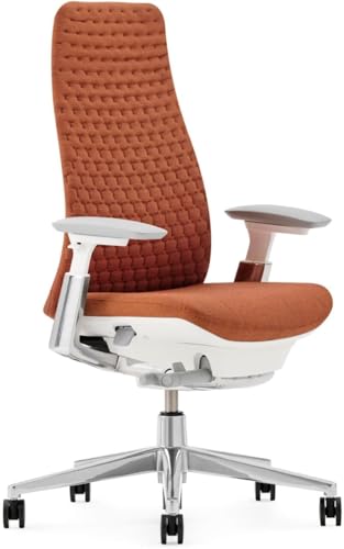 Haworth Fern Ergonomic Office Chair Without Lumbar Support, Adjustable Desk Computer Chair with Digital Knit Finish for Home Office Furniture, Ember