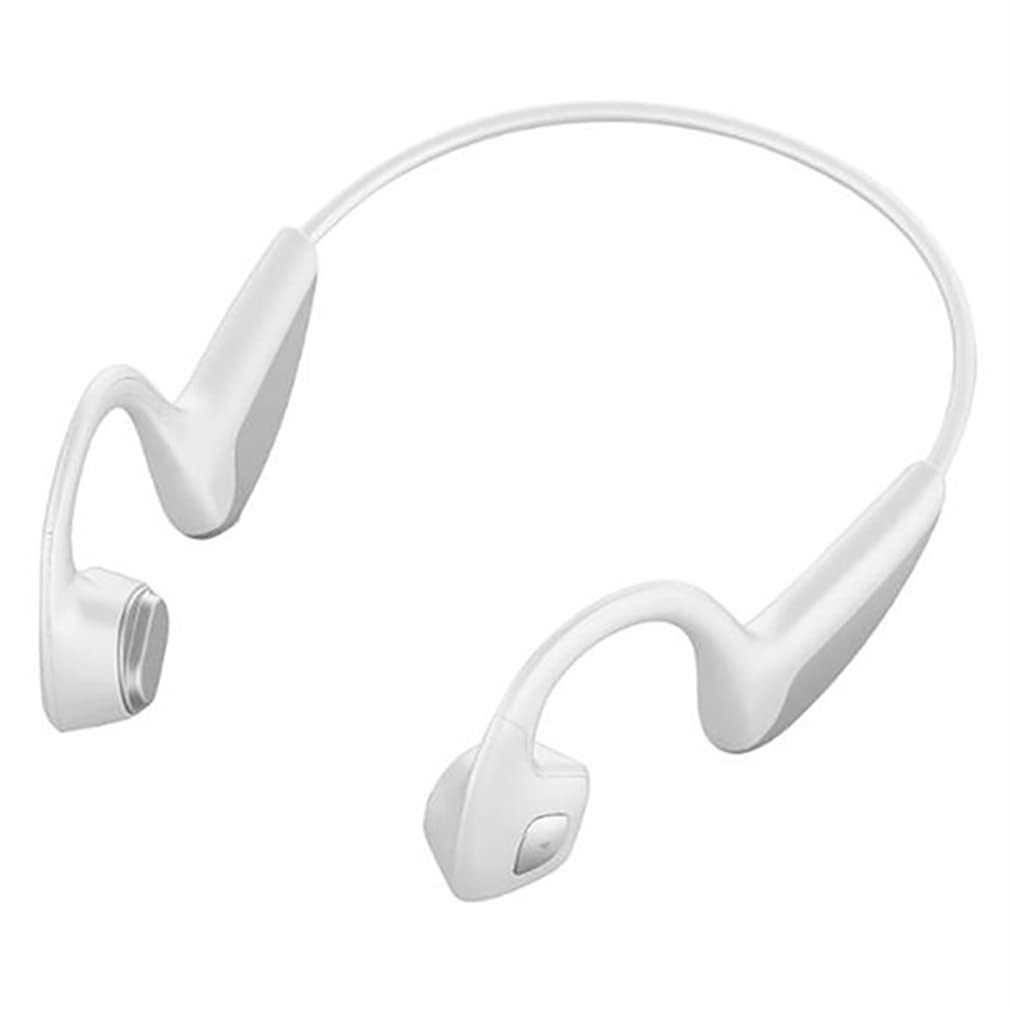 Słuchawki do przewodzenia kości, bezprzewodowy zestaw słuchawkowy Bluetooth, wodoodporny mikrofon o wysokiej rozdzielczości, do biegania, trening, jazda,White