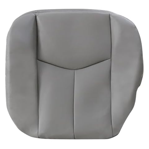 Priprilod # 922 Gray Leather Driver Side Bottom Replacement Seat Cover Compatible with Chevy Silverado Sierra Tahoe Suburban Avalanche Yukon Yukon XL 2003 2004 2005 2006 Cover