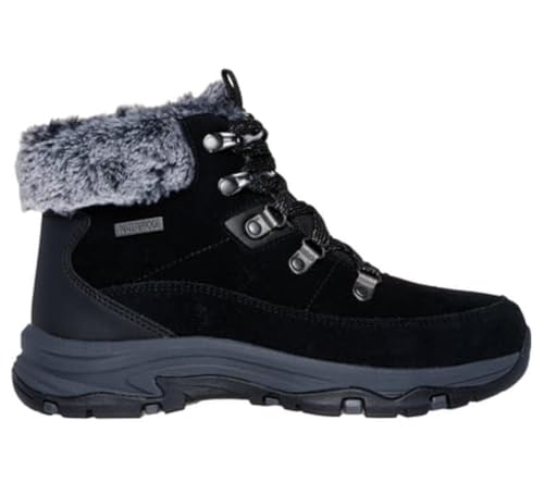 Skechers Damen Trego Snow Worries Hiking Boots,boots, Black Suede Duraleather Faux Fur, 39 EU