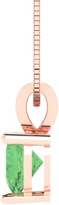 Clara Pucci 0.5 cttw Green Simulated Diamond Rose Gold-Plated Silver Necklace and Pendant for Women (18" Box Chain,Heart Cut,5mm) - Image 3