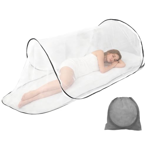 mizikuu Moustiquaire Pliable Pop Up, Moustiquaire Pop Up 200 x 100 x 60 cm Réglable Portable Tente de Camping pour Lit Simple pour Chambre à Coucher, Camping, Voyage,...