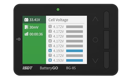 ISDT BattGo BG-8S Battery Meter, LCD Display Digital Battery Capacity Checker Battery Balancer...