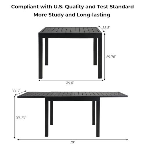 Image of Grand patio 7-Piece Outdoor Dining Set for 6 with 1 Rectangle Expandable Table for 4-6 Person, Metal Woven Wicker Swivel Patio Chairs with Thickened Cushions for Yard, Poolside, Deck (Natural)