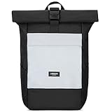 Larkson Rucksack Damen Herren Schwarz Reflektierend - No 4 - Rolltop Backpack mit Laptopfach für Uni, Arbeit & Fahrrad - Großer Reiserucksack - Wasserabweisend