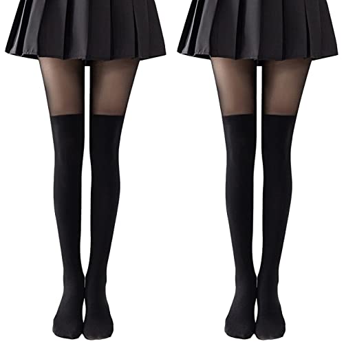 SIMYJOY 2 paires Collants à motifs pour femmes Bas imprimés sexy Faux voir à travers les collants Negro Cover