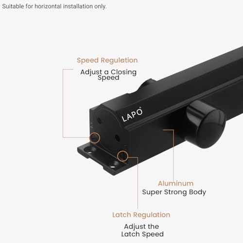Image of LAPO Heavy Duty Aluminium Automatic Hydraulic Double Speed Door Closer for Home Office | Aluminium and Wooden Soft Door Closers with Fitting Set for All Door Weight Up to 80 Kg (Black Finish)