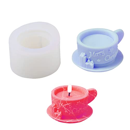 Koonafy Kerzenform Silikon Weihnachten Kerzengießform Wachs Aromatherapie Kaffee Tasse Form Alphabet Christmas Ornamente (Weiß) Cover