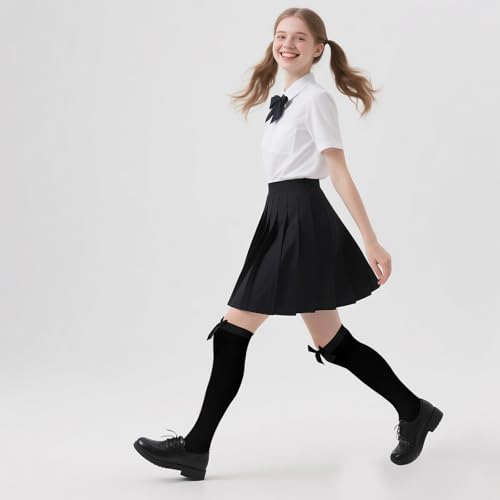 Women Thigh High Socks with Stain Bow,Thigh High Over Knee Bow Stockings for Halloween Christmas Party Dress Cosplay4