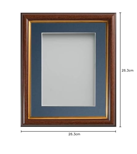Frame Company Eldridge Mahogany Photo Frame with Blue Mount, 8x8 for 5x5 inch, fitted with perspex, Mahogany with Blue Mount - Image 3