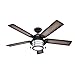 Hunter 54 inch Outdoor or Indoor Ceiling Fan with LED Light - Rustic Ceiling Fan with Pull Chain, For Bedroom, Living Room, or Patio, Standard Mount, No Remote - Key Biscayne 59135, Weathered Zinc