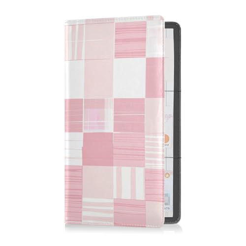 GuoChe Pu Leather Registration and Insurance Card Holder Men Women Prefect Car Essentials Wallet for Driver Auto Owners Trailer Motorcycle Boat Blush Plaid Patchwork Pattern2