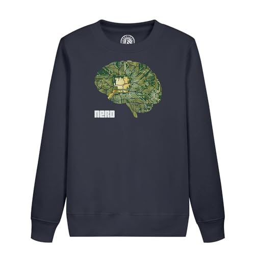 Sweatshirt enfant cerveau circuit imprimé nerd geek en coton pull ado