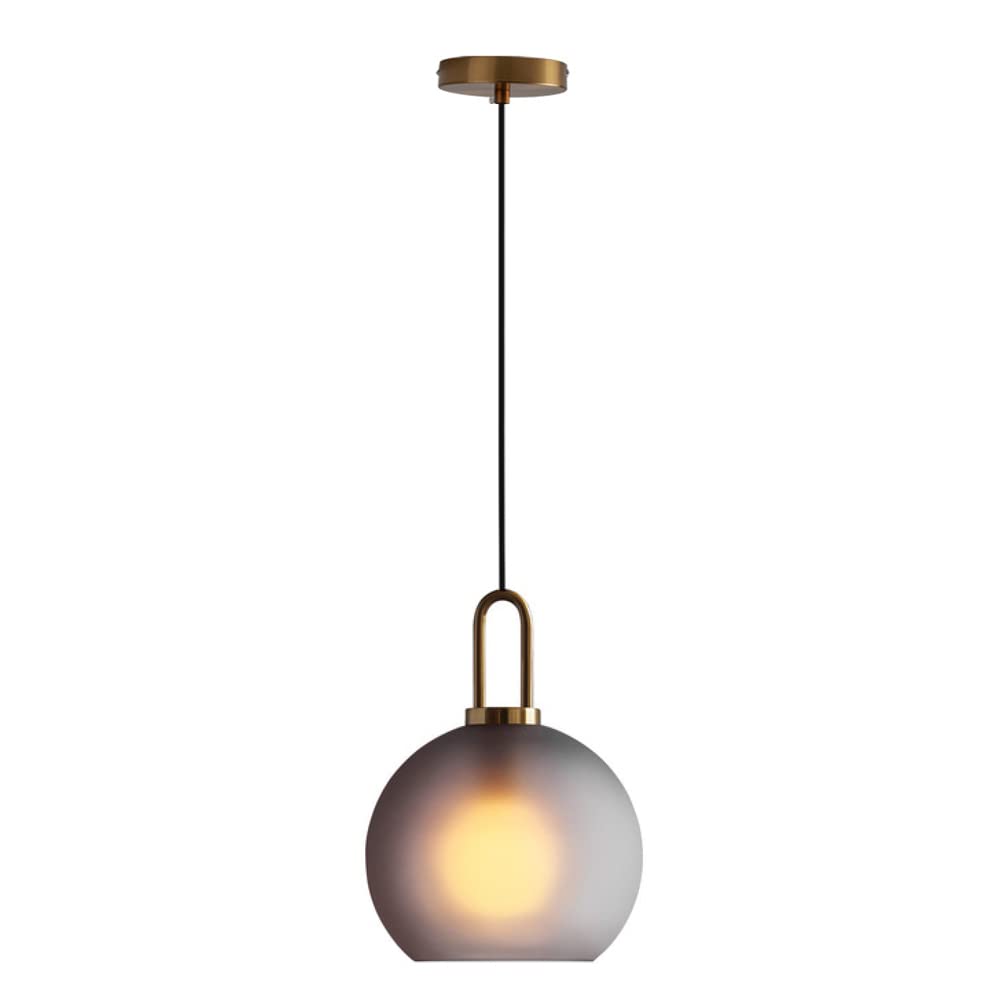 FYZDLAOR Smoke Glass Pendant Ceiling Fixture,Adjustable Length,for Bedroom Bedside Table Kitchen Island Dining Room Interior Chandelier（E27）