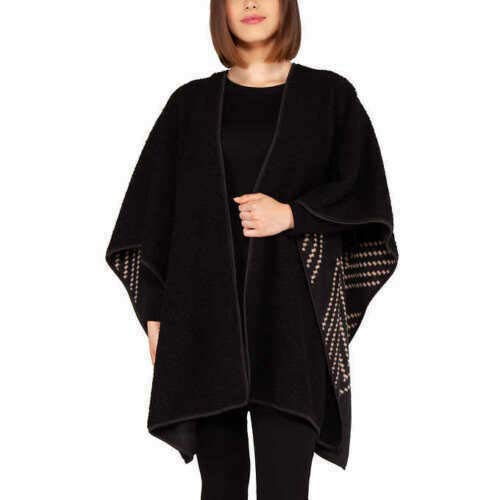 Reversible Fashion Wrap - Black/Wine - 100% Polyester - Women's Scarf3