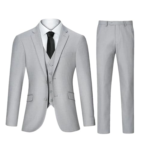 Men's 3-Piece Slim Fit Suit Set - Formal Blazer Jacket, Vest & Pants for Business, Wedding, Party