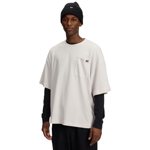 Under Armour Men's Rival Waffle Crew, (110) Summit White / / Black, Medium