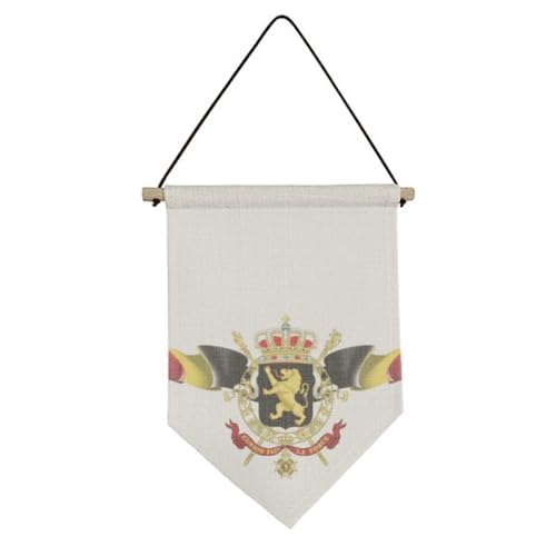 Drapeau Belgique en toile de lin suspendu pour décoration murale
