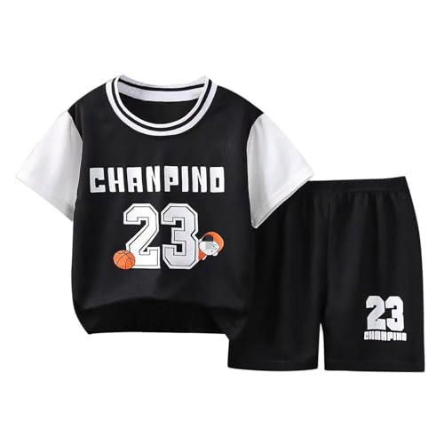 Traje De Mujer Talla plus Conjuntos de pantalones cortos deportivos para niños, chándal de 2 piezas, camiseta sin mangas de rendimiento de baloncesto y pantalones cortos de Ropa De (Black, 7-8 Years)