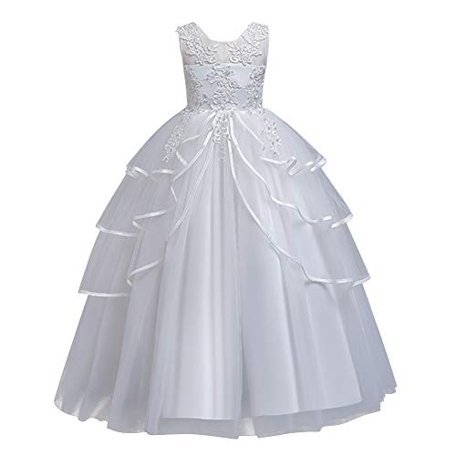 Robe de demoiselle d'honneur longue en dentelle blanche 12-13 ans