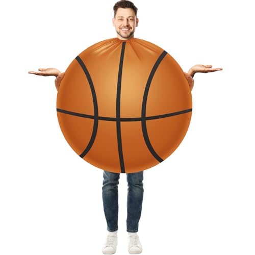 Hollowfly Adult Inflatable Costume 4.9-6.2 ft Halloween Costumes for Men Women Funny Blow up for Sports Party(Basketball)
