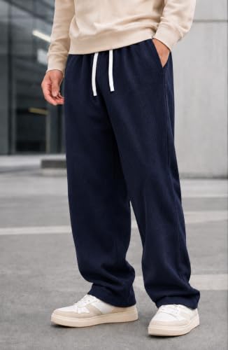 Image of Preneum Men Mid Rise Poly Cotton Loose Fit Trouser || Korean Style Travel & Lounge Wear with Pockets (Available in Plus Size) (Combo Pack of 3)