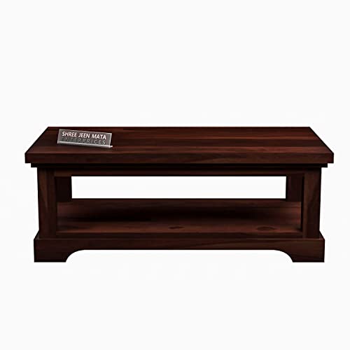 Image of Sheeshsam Wooden Center Table with Storage for Living Room - Solid Wood Coffee Table Tea Table Teapoy Center Peace for Home Sofa Center Table (Corte Walnut)