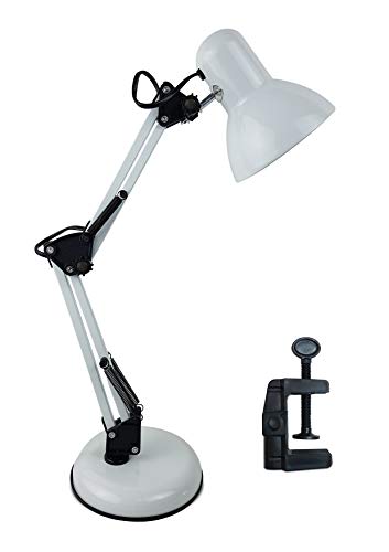 Luminária Articulada De Mesa Abajur Tipo Pixar Com Base E Garra (Branco)