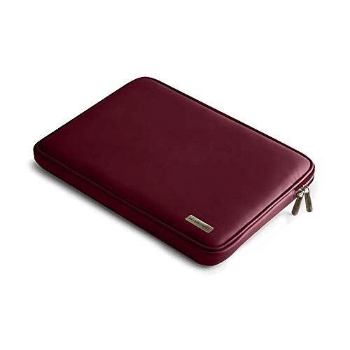 Image of DailyObjects Zippered Sleeve for MacBook & Laptop 13 Inch | Solid Burgundy PU Leather Sleeves with Inner Lining | Durable Stylish Light Weight Sleek Design with Zip Closure