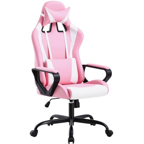 Gaming Chair with lumbar support, pink