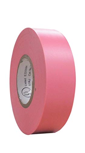 TradeGear Colored Electrical Tape - PVC General Purpose - Waterproof, Flame Retardant, Strong Rubber Based Adhesive, UL Listed - Rated for Max. 600V and 80oC Use â€“ 60â€™ x 3/4" x 0.07" (1 Pk Pink)