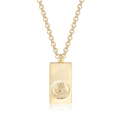 4mm Gold St Christopher Ignot Bar Pendant With Blecher Chain 22-Inch 31g Gold Plated - Bling King London