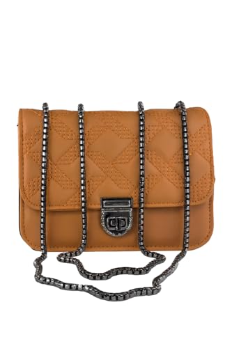 Bolsa Pequena Com Alça De Corrente (caramelo)