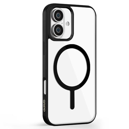 Image of GRIPP Clarion Case Compatible with Mag-Safe for iPhone 17 | 8ft Drop-Tested with D30 Technology, Transparent Back, Soft Silicone Frame, Aluminium Raised Camera Edges Back Cover - Black