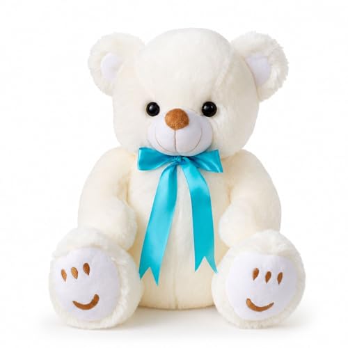Image of White Teddy 30cm | Ultra Soft Plush Stuffed Toy | Cute Hugging Pillow | Gift for Kids Boys Girls