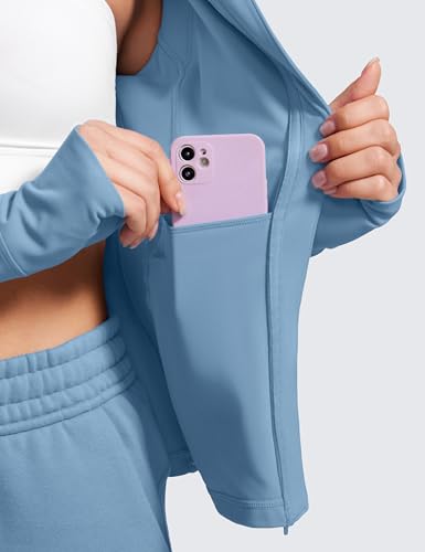 Image of CRZ YOGA Butterluxe Hoodie Jackets Hip Length | Extremely Soft, Athletic, Slim Fit, Full Zip, Back Mesh Vent, Side Zip Pockets, Thumb Holes, for Women