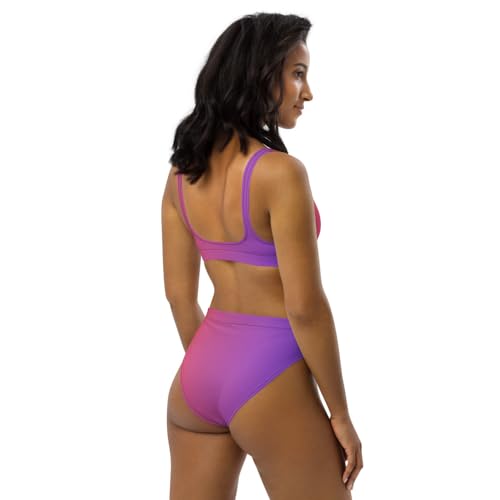 Bikini taille haute violet haut de gamme en tissu premium - 5
