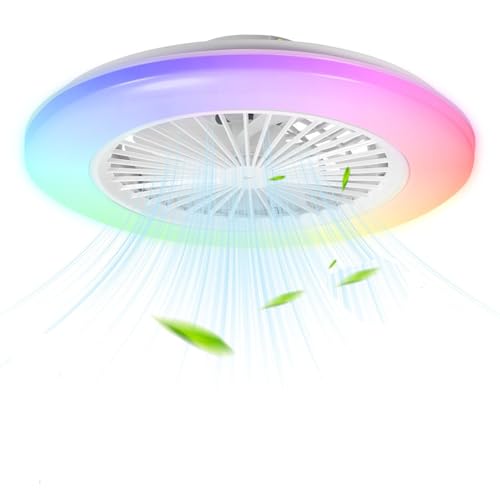 Monucep moderne RGB LED-Deckenleuchte mit Ventilator Ø 60CM, Deckenventilator mit Beleuchtung, RGB Deckenventilator mit ...