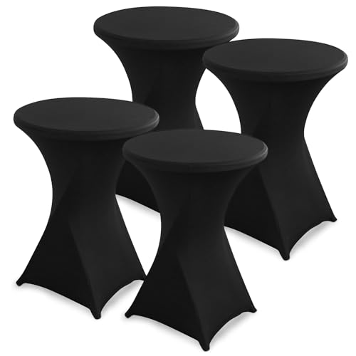 hicoosee 4 pièces Housse de Table Ronde Extensible, Ø 80-85 cm Housse Mange Debout pour Mariage Hôtel Restaurant Table de Brasserie Haute de Bistrot Jardin...