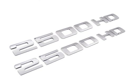 Image of Pair Set 2500Hd 2500 Hd Letter Emblems Badges Replacement for Front Right Left Door Side Nameplates Decals Sticker (Silver)