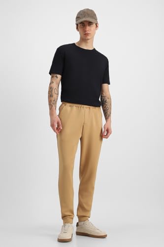 Image of SNITCH Men Track Pants | Relaxed Fit with Contrast Side Stripes & Zippered Pockets | Polyester Blend Fabric for Athletic & Street Wear | Stretchable & Comfortable Design
