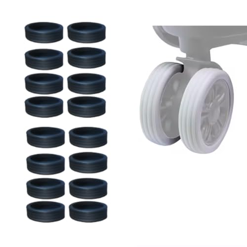 kit 16 Capas de roda protetora para mala bagagem rodas silenciosas de silicone Preto