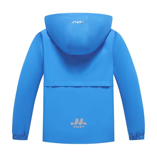 Image of MGEOY Boys Girls Rain Jacket Lightweight Waterproof Hooded Fleece Lined Raincoat Windbreakers for Kids