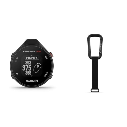 Garmin Approach G12, Clip-on Golf GPS Rangefinder, 42k+ Preloaded Courses, 010-02555-00 and Garmin Lanyard Carabiner Accessory for Compatible Devices, (010-12668-02),Black - image 1