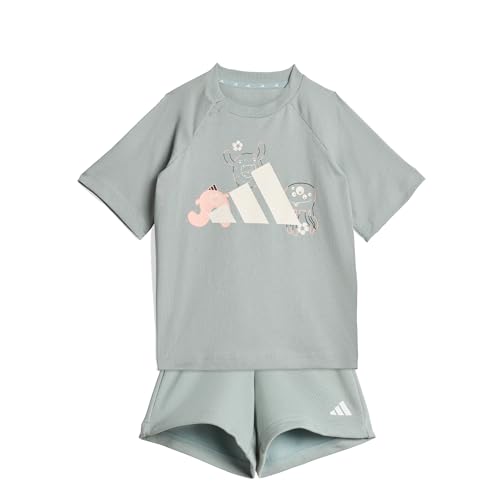 adidas Unisex Baby TIRO_NSTER T-SHIRT SET, Wonder Sage/white, 3-4 Years