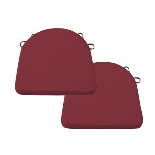 Juego de 2 cojines de jardín en forma de U para silla de comedor, cojines de jardín para oficina, hogar, interior/exterior (45 x 45 x 2 cm, rojo)