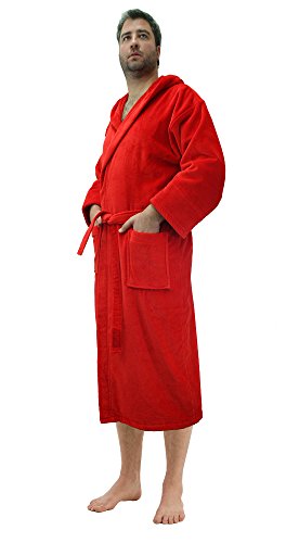 Hooded Women's and Men's Bathrobes, Pure Cotton Velour Terry Bathrobe Robe for Adult