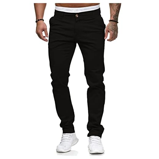 PIZOFF Herr slim fit stretch chinos av bomull, svart, 38W x 34L