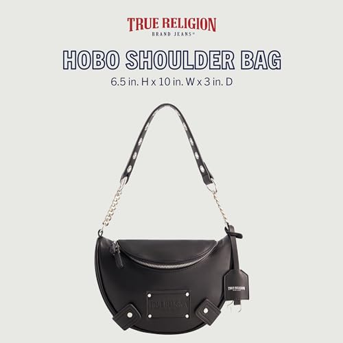 Image of True Religion Women's Shoulder Bag Purse, Faux Suede Hobo Handbag with Chain Handle